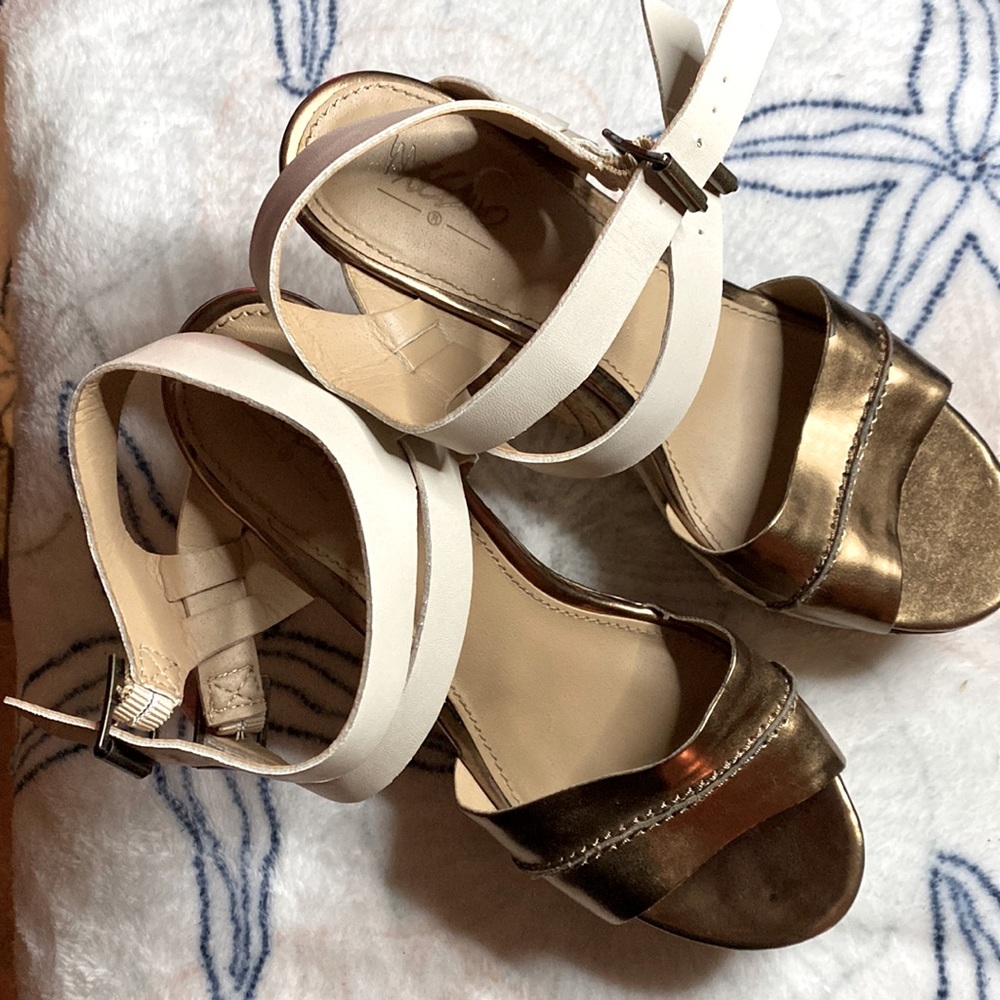 GUC ‘Boho’ copper and wicker wedge Sandals
